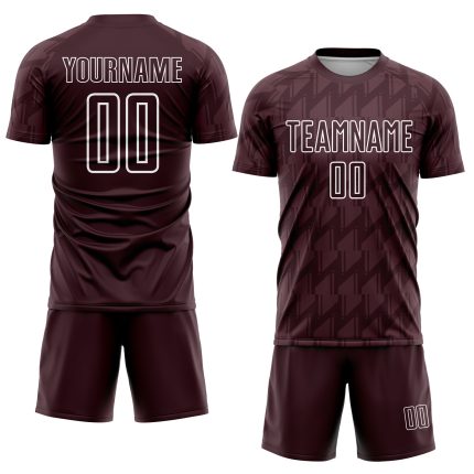 Personalized Soccer Jersey Sublimation Uniform - Brown & White Design, Size 3 Personalized Brown White Sublimation Soccer