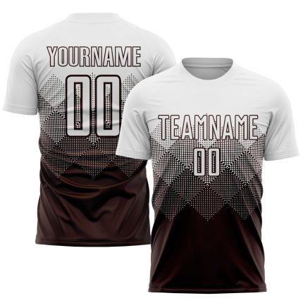 Personalized Soccer Jersey - Brown and White Sublimation Uniform Personalized Brown White Sublimation Soccer Uniform Jersey