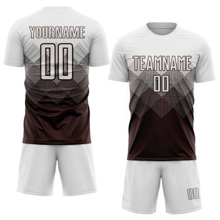 Custom Personalized Soccer Jersey Uniform with Name and Number - Brown White Sublimation Design Personalized Brown White