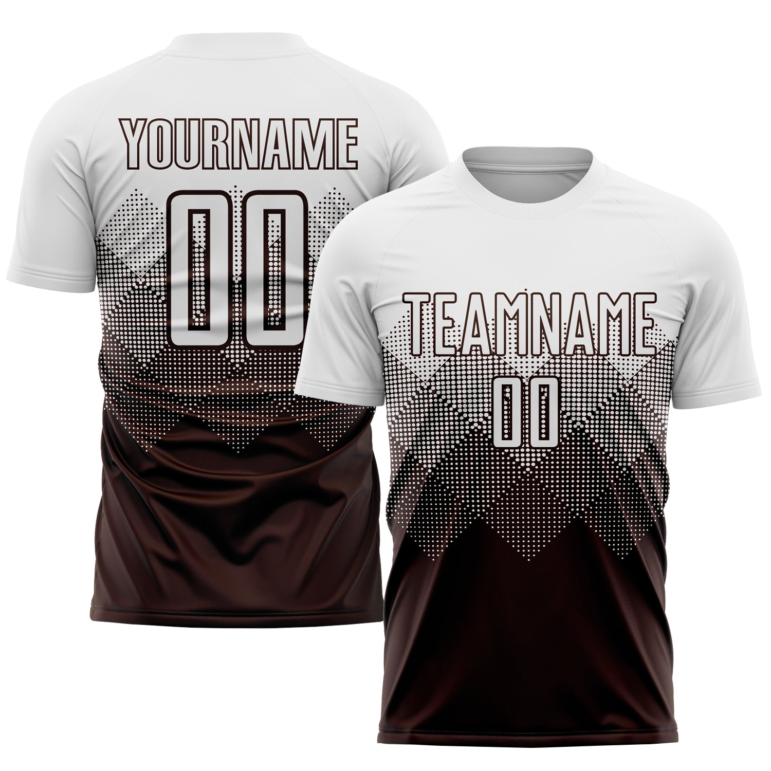 Custom Personalized Soccer Jersey Uniform with Name and Number - Brown White Sublimation Design Personalized Brown White