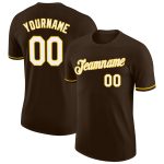 Personalized Performance T-Shirt in Brown and Yellow for Men Personalized Brown White-Yellow Performance T-Shirt