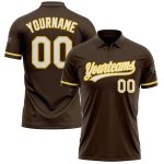 Personalized Performance Polo Shirt in Brown White Yellow for Golf Personalized Brown White-Yellow Performance Vapor Golf