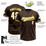 Custom Name Number Softball Jersey Unisex Two-Button Brown Yellow White - Personalized Team Apparel Personalized Brown White-Yellow
