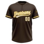 Custom Name Number Softball Jersey Unisex Two-Button Brown Yellow White - Personalized Team Apparel Personalized Brown White-Yellow
