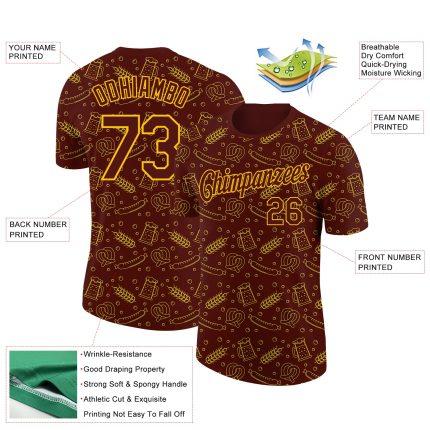 3D Oktoberfest Beer Festival Performance T-Shirt - Personalized Brown Yellow Design Personalized Brown Yellow 3D Oktoberfest