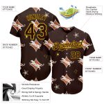 Custom Leopard Baseball Jersey with Personalized Name and Number, Brown Yellow 3D Pattern Design Personalized Brown Yellow