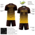 Personalized Soccer Jersey - Brown Yellow Pinstripe Fade Fashion Sublimation Uniform Personalized Brown Yellow Pinstripe