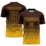 Personalized Soccer Jersey - Brown Yellow Pinstripe Fade Fashion Sublimation Uniform Personalized Brown Yellow Pinstripe