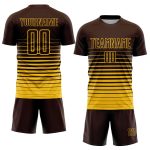 Custom Soccer Jersey with Personalized Name and Number, Brown Yellow Pinstripe Fade Design, Fashion Sublimation Team Uniform