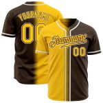 Personalized Fashion Baseball Jersey in Brown Yellow-White Gradient Personalized Brown Yellow-White Gradient Fashion Baseball