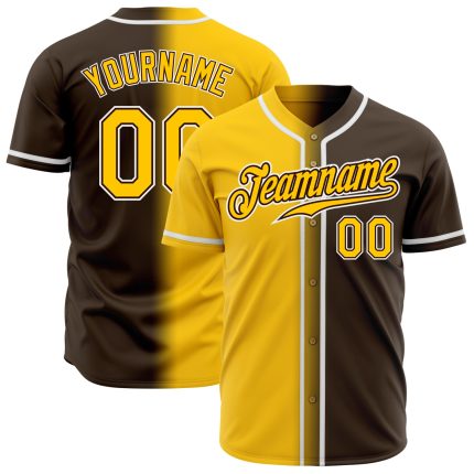 Personalized Fashion Baseball Jersey in Brown Yellow-White Gradient Personalized Brown Yellow-White Gradient Fashion Baseball