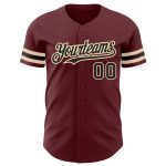 Personalized Burgundy Black City Cream Authentic Baseball Jersey for Men Personalized Burgundy Black-City Cream Authentic