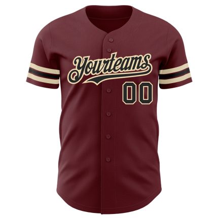 Personalized Burgundy Black City Cream Authentic Baseball Jersey for Men Personalized Burgundy Black-City Cream Authentic