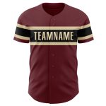 Personalized Burgundy Black Cream Baseball Jersey for Men, Size 3 Personalized Burgundy Black-City Cream Baseball Jersey