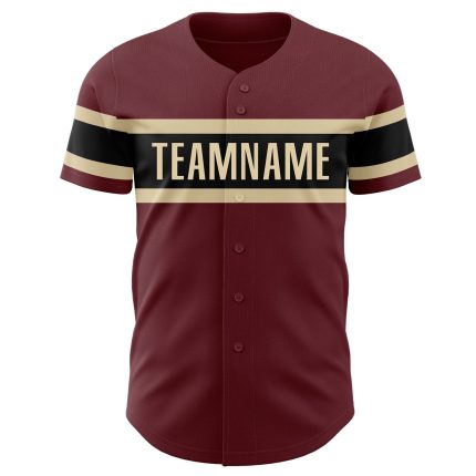Personalized Burgundy Black Cream Baseball Jersey for Men, Size 3 Personalized Burgundy Black-City Cream Baseball Jersey