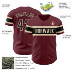 Personalized Burgundy Black Cream Baseball Jersey for Men, Size 3 Personalized Burgundy Black-City Cream Baseball Jersey