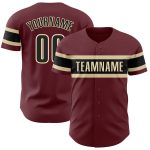 Personalized Burgundy Black Cream Baseball Jersey for Men, Size 3 Personalized Burgundy Black-City Cream Baseball Jersey