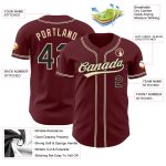 Personalized Burgundy Baseball Jersey with Black City Cream Design Personalized Burgundy Black-City Cream Baseball Jersey