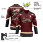 Personalized Burgundy Black Hockey Lace Neck Jersey for Cream City Fans Personalized Burgundy Black-City Cream Hockey Lace