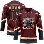 Personalized Burgundy Black Hockey Lace Neck Jersey for Cream City Fans Personalized Burgundy Black-City Cream Hockey Lace