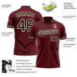 Personalized Burgundy Black-City Cream Vapor Golf Polo Shirt for Performance Wear Personalized Burgundy Black-City Cream