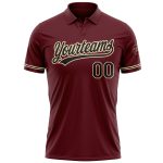 Personalized Burgundy Black-City Cream Vapor Golf Polo Shirt for Performance Wear Personalized Burgundy Black-City Cream
