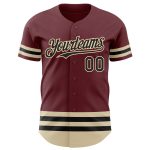 Custom Name and Number Baseball Jersey - Personalized Burgundy Black-Cream Authentic Team Gear Personalized Burgundy Black-Cream