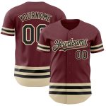 Custom Name and Number Baseball Jersey - Personalized Burgundy Black-Cream Authentic Team Gear Personalized Burgundy Black-Cream