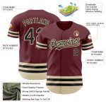 Custom Burgundy Black Cream Baseball Jersey for Men Women Personalized Burgundy Black-Cream Line Baseball Jersey