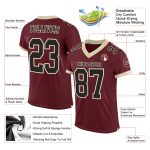 Custom Burgundy and Black Cream Mesh Football Jersey for Men 3 Personalized Burgundy Black-Cream Mesh Football Jersey 3