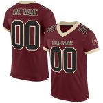 Custom Burgundy and Black Cream Mesh Football Jersey for Men 3 Personalized Burgundy Black-Cream Mesh Football Jersey 3