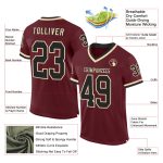 Personalized Burgundy Mesh Football Jersey | Black-Cream Throwback Design Personalized Burgundy Black-Cream Mesh Throwback
