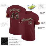 Personalized Burgundy Black-Cream Performance T-Shirt for Men and Women - Custom Athletic Tee Personalized Burgundy Black-Cream