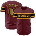 Personalized Burgundy Black Gold Authentic Baseball Jersey for Men and Women Personalized Burgundy Black-Gold Authentic Baseball