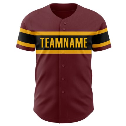 Personalized Burgundy Black Gold Authentic Baseball Jersey for Men and Women Personalized Burgundy Black-Gold Authentic Baseball
