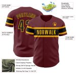 Personalized Burgundy Black Gold Authentic Baseball Jersey for Men and Women Personalized Burgundy Black-Gold Authentic Baseball