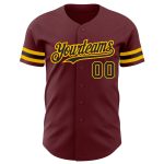 Custom Name Number Authentic Baseball Jersey Burgundy Black Gold Personalized Burgundy Black-Gold Authentic Baseball Jersey