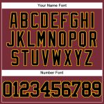 Personalized Burgundy Black Gold Baseball Jersey for Men and Women Personalized Burgundy Black-Gold Baseball Jersey