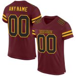 Custom Name Number Authentic Football Jersey Burgundy Black Gold Mesh Personalized Burgundy Black-Gold Mesh Authentic Football