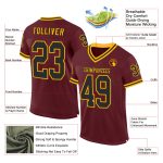 Custom Name Number Burgundy Black-Gold Mesh Football Jersey - Personalized Authentic Throwback Team Jersey Personalized Burgundy