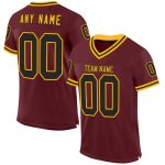 Custom Name Number Burgundy Black-Gold Mesh Football Jersey - Personalized Authentic Throwback Team Jersey Personalized Burgundy