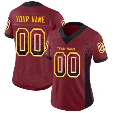 Personalized Burgundy Black Gold Mesh Drift Fashion Football Jersey for Men Personalized Burgundy Black-Gold Mesh Drift Fashion