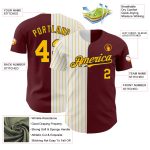 Custom Name Number Baseball Jersey - Personalized Burgundy Black Gold Pinstripe Authentic Style Personalized Burgundy Black-Gold