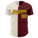 Custom Name Number Baseball Jersey - Personalized Burgundy Black Gold Pinstripe Authentic Style Personalized Burgundy Black-Gold