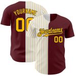 Custom Name Number Baseball Jersey - Personalized Burgundy Black Gold Pinstripe Authentic Style Personalized Burgundy Black-Gold