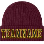 Custom Name Number Stitched Cuffed Knit Hat Black Gold Burgundy - Personalized Team Gear Personalized Burgundy Black-Gold