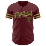 Personalized Authentic Baseball Jersey - Burgundy Black and Old Gold Design Personalized Burgundy Black-Old Gold Authentic