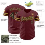 Personalized Authentic Baseball Jersey - Burgundy Black and Old Gold Design Personalized Burgundy Black-Old Gold Authentic