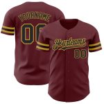 Personalized Authentic Baseball Jersey - Burgundy Black and Old Gold Design Personalized Burgundy Black-Old Gold Authentic