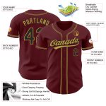 Custom Burgundy and Black Authentic Baseball Jersey with Name and Number Personalized Burgundy Black-Old Gold Authentic Baseball